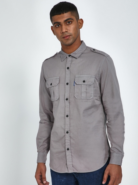 

Blue Saint Men Grey Slim Fit Solid Casual Shirt