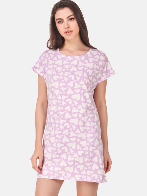 

Masha Women Purple & White Printed Nightdress
