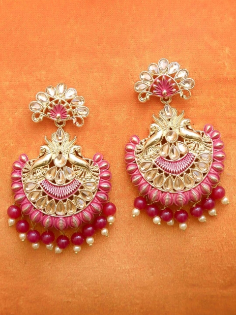 

Crunchy Fashion Pink Gold-Plated Handcrafted Classic Chandbalis