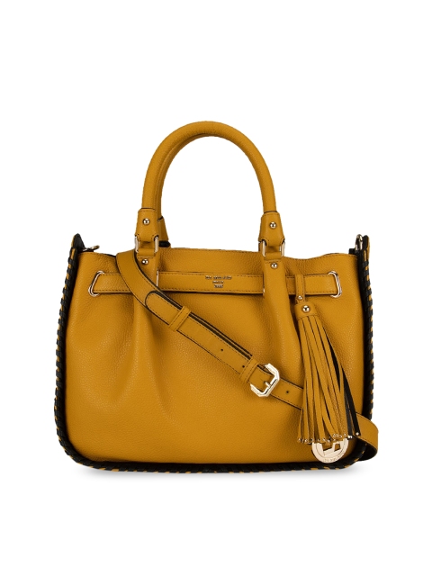 

Da Milano Yellow Solid Leather Handheld Bag