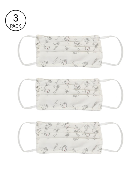 

Bellofox Unisex Pack Of 3 White & Grey Printed 3-Ply Protective Outdoor Masks