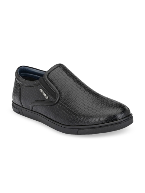 

Provogue Men Black Textured Slip-On Shoes