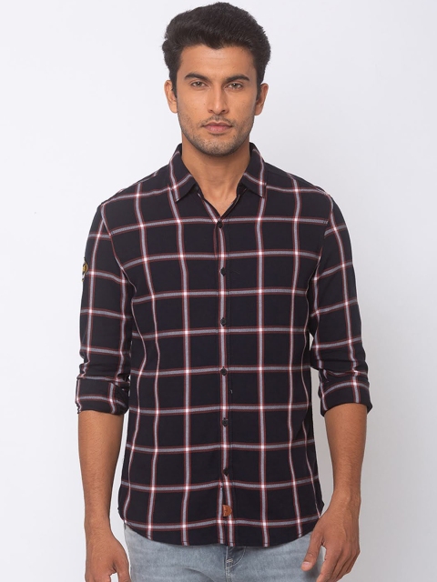 

SPYKAR Men Black Slim Fit Checked Casual Shirt