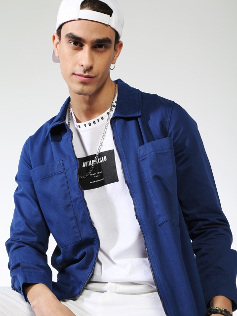 

Blue Saint Men Navy Blue Solid Lightweight Open Front Shacket