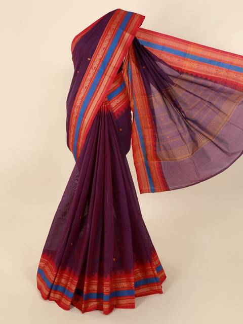 

Pothys Purple & Orange Pure Cotton Woven Design Saree