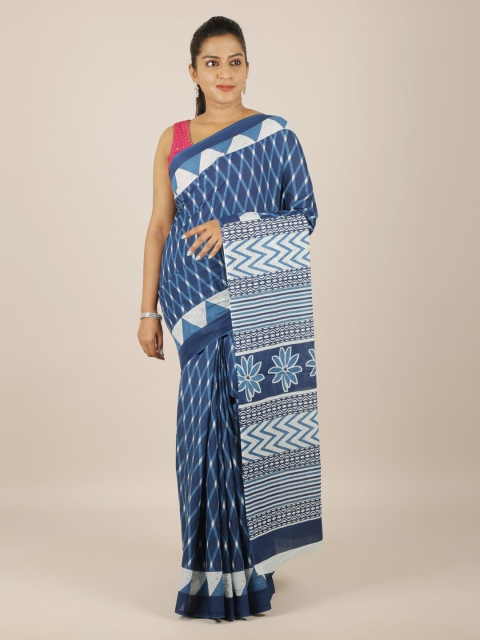 

Pothys Blue Printed Pure Cotton Saree