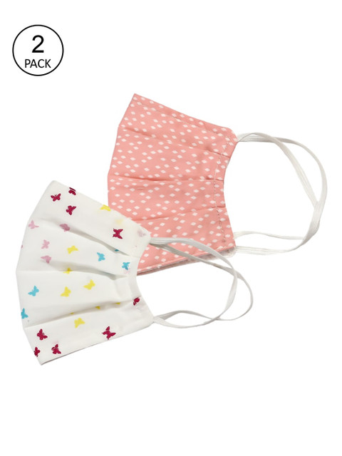 

Bellofox Unisex Pack Of 2 Printed 3-Ply Reusable Protective Cloth Masks, Peach