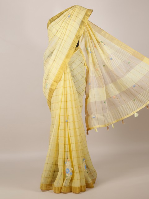 

Pothys Yellow Checked Saree