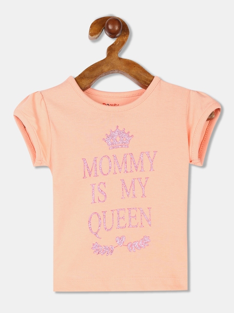 

Donuts Girls Peach-Coloured Printed Round Neck T-shirt