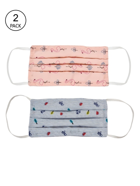 

Bellofox Unisex Pack Of 2 Printed 3-Ply Reusable Protective Cloth Mask, Peach