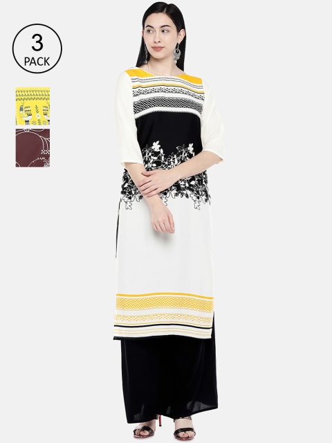 

7Threads Women Pack Of 3 Printed Straight Kurta, Multi