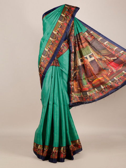 

Pothys Green Solid Saree