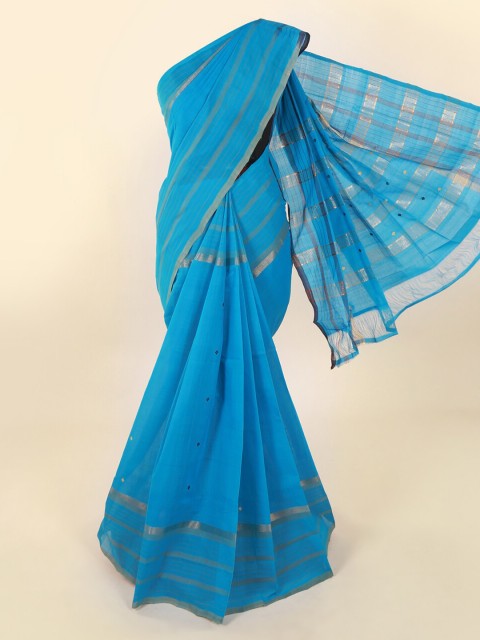 

Pothys Blue Solid Pure Cotton Saree