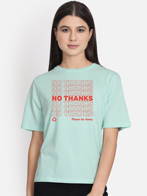 

Free Authority Women Green Printed Round Neck T-shirt