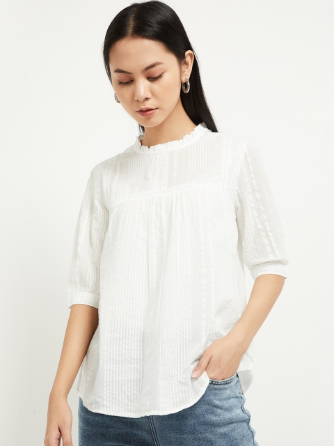 

max Women White Self Design Top