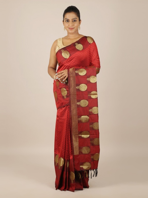

Pothys Red Woven Design Art Silk Saree