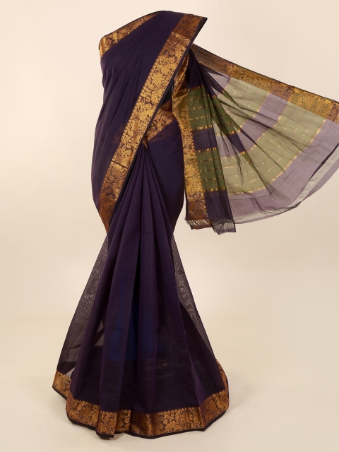 

Pothys Navy Blue Solid Saree