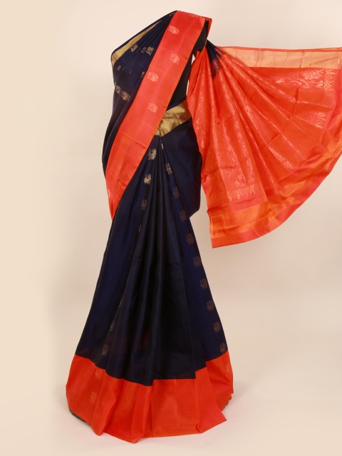 

Pothys Navy Blue & Red Pure Silk Woven Design Kanjeevaram Saree