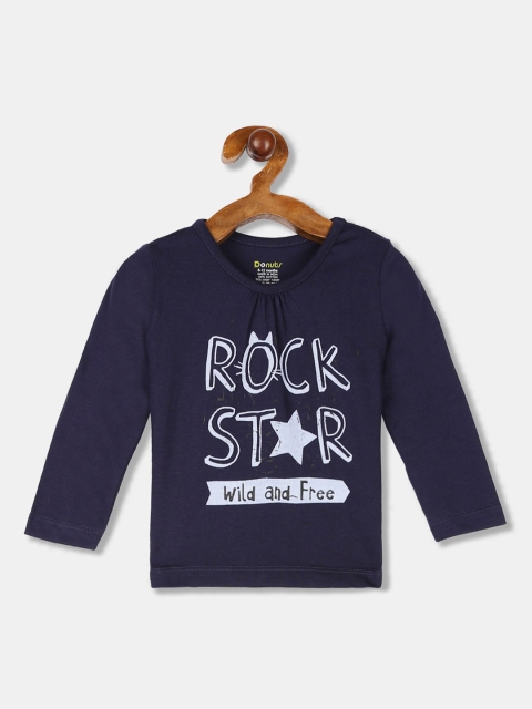 

Donuts Girls Navy Blue Printed Round Neck T-shirt