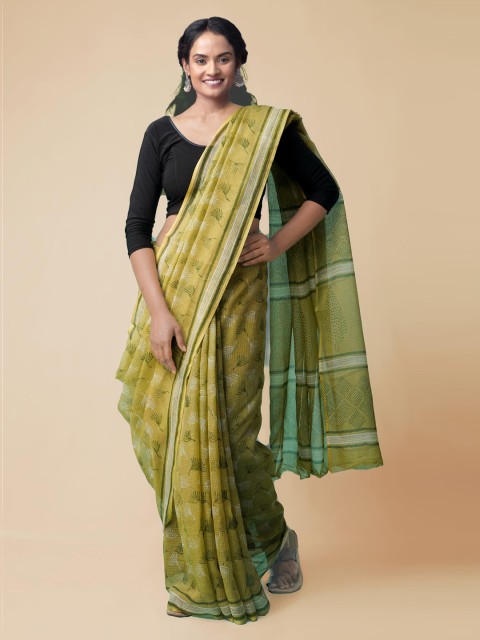 

Unnati Silks Green Pure Cotton Printed Kota Saree