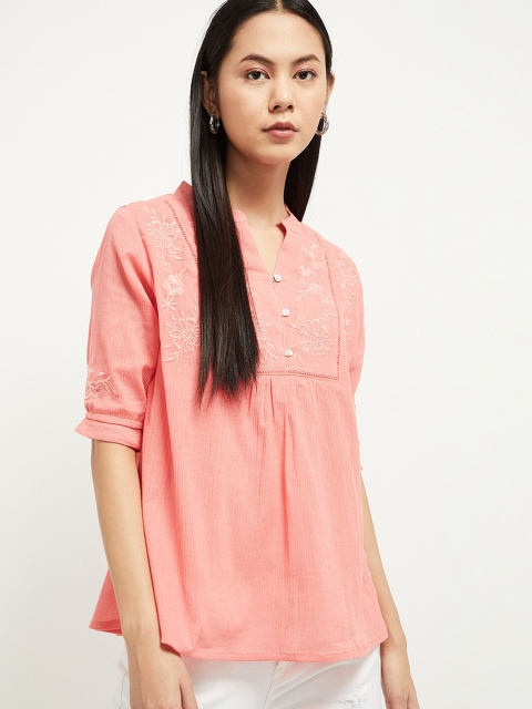 

max Women Pink Self Design Empire Top