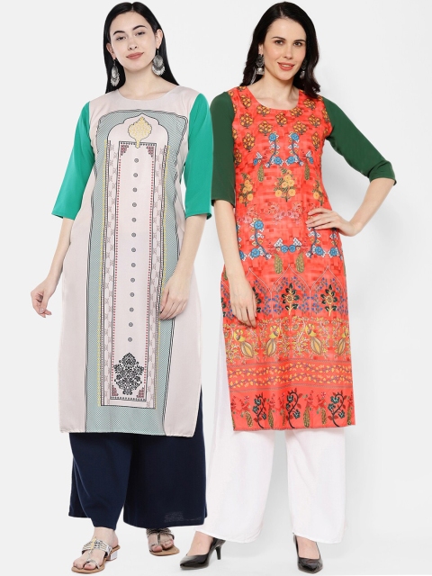 

7Threads Women Multicoloured Printed Straight Kurta, Multi