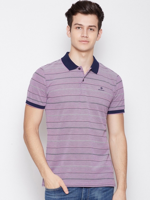 

GANT Men Purple Striped Polo Collar T-shirt