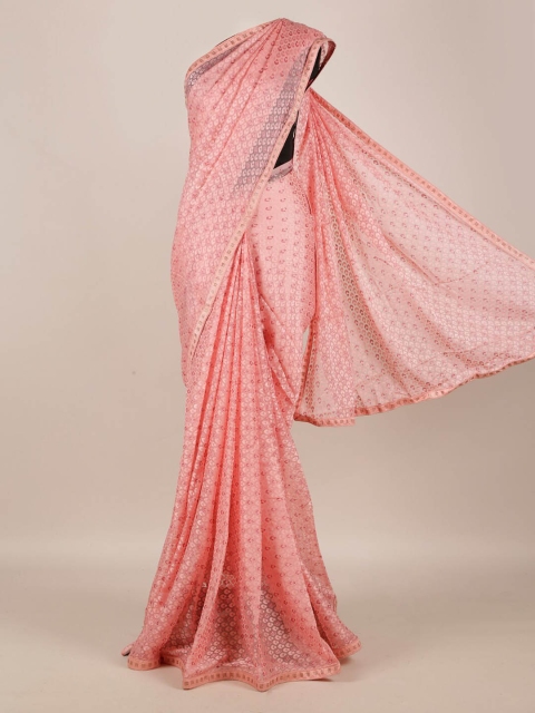 

Pothys Pink Embellished Jute Silk Saree