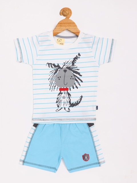 

Olio Kids Boys Blue & White Striped T-shirt with Shorts