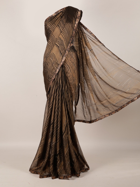 

Pothys Brown Printed Poly Georgette Saree