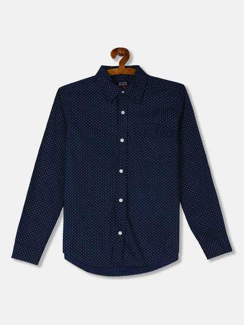 

The Childrens Place Boys Blue & Off-White Regular Fit Printed Casual Shirt