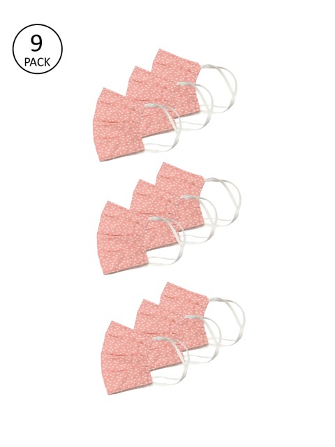 

Bellofox Pack Of 9 Printed 3-Ply Reusable Protective Outdoor Masks, Peach