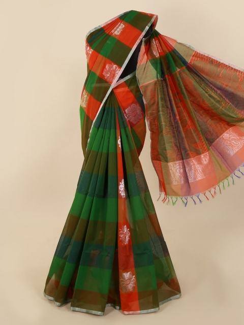 

Pothys Green Checked Saree