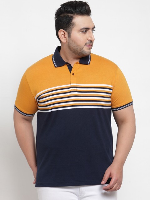

plusS Men Yellow Colourblocked Polo Collar T-shirt