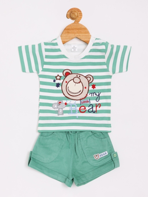 

Olio Kids Boys Green & White Striped T-shirt with Shorts