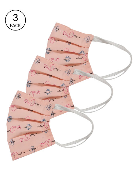 

Bellofox Unisex Pack Of 3 Printed 3-Ply Reusable Protective Outdoor Masks, Peach
