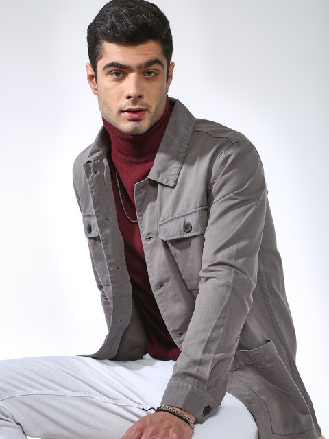 

Blue Saint Men Grey Solid Lightweight Tailored Jacket