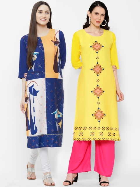 

7Threads Women Multicoloured Printed A-Line Kurta, Multi