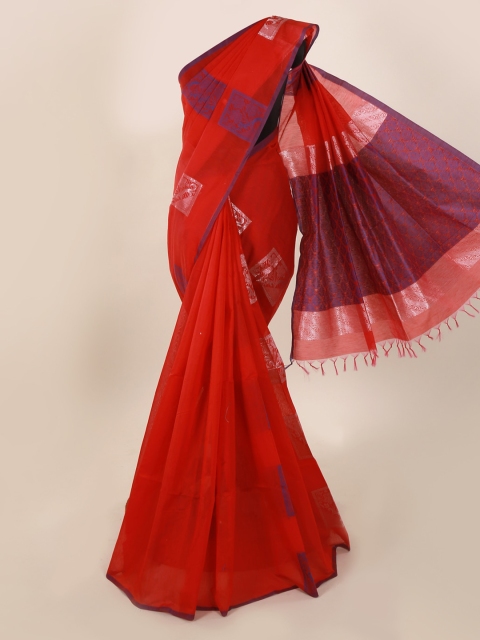

Pothys Red Woven Design Pure Cotton Saree
