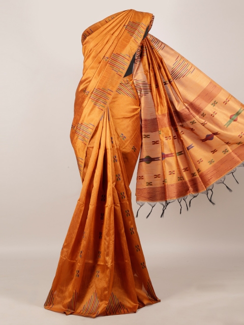 

Pothys Mustard Embroidered Jute Silk Saree