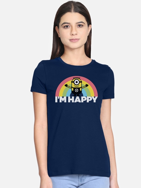 

Free Authority Women Blue Minions Print Round Neck T-shirt