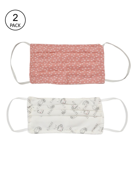 

Bellofox Unisex Pack Of 2 Printed 3-Ply Reusable Protective Outdoor Masks, Peach