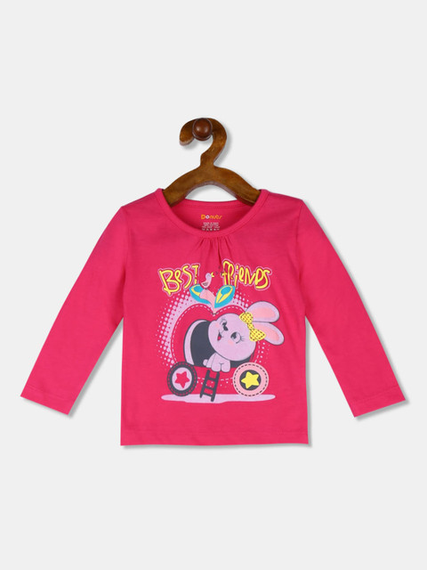 

Donuts Girls Pink Printed Round Neck T-shirt