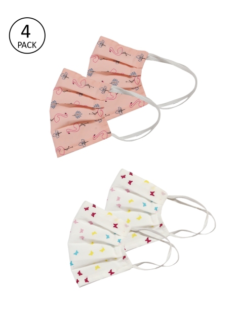 

Bellofox Unisex Pack Of 4 Printed 3-Ply Reusable Protective Outdoor Masks, Peach