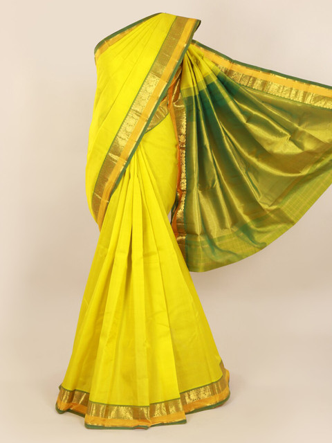 

Pothys Yellow Pure Silk Solid Kanjeevaram Saree