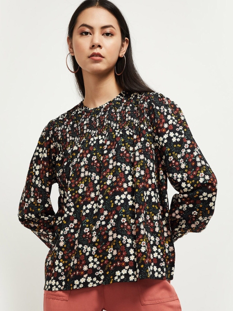 

max Women Black Printed A-Line Top