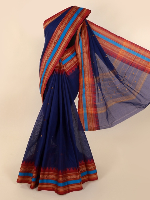 

Pothys Blue Solid Pure Cotton Saree
