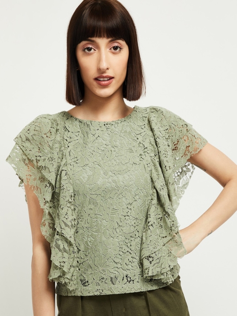 

max Women Green Lace Top