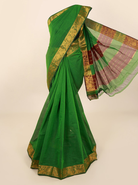 

Pothys Green Solid Pure Cotton Saree