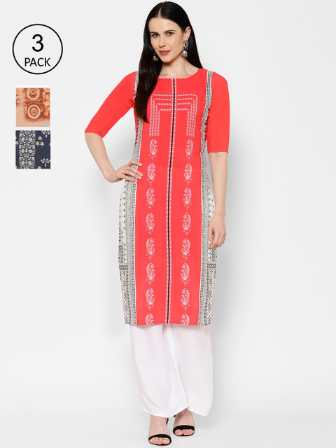 

7Threads Women Multicoloured Printed Straight Kurta, Multi
